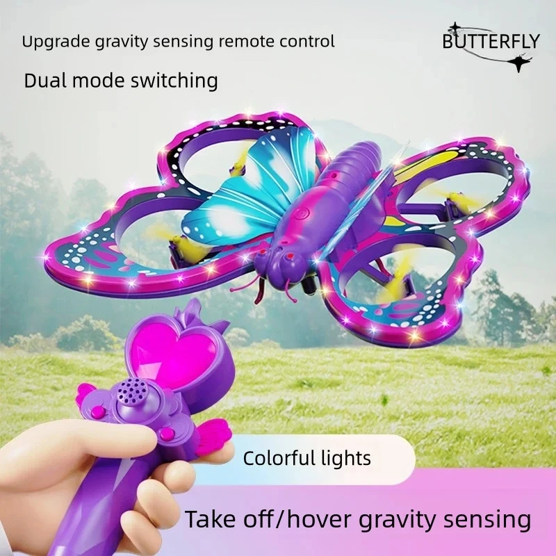 V40 Glitter Butterfly RC Plane 2.4GHz RC Butterfly Drone With Gravity Sensing RC Quadcopter Flying Toys Gifts Drones for Boys