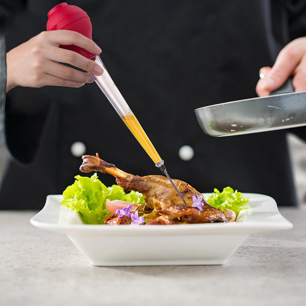 

4 pcs Turkey Baster Set Silicone Heat Resistant 120°C Dripless Seasoning Pump With Cleaning Brush Meat Injector Needle For Pork