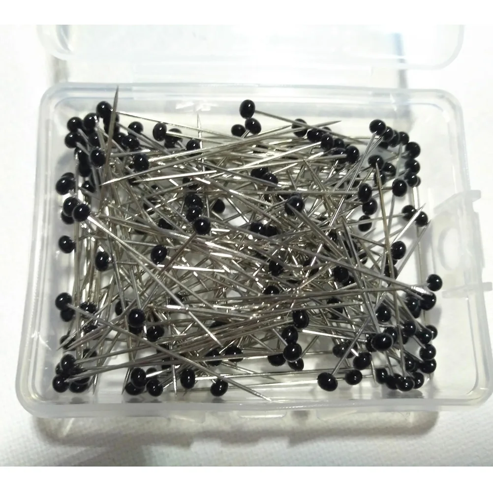 

800pcs Glass Head Bead Pins Premium Material Drawing Ball Stud Colorful Office DIY Projects Storage Box
