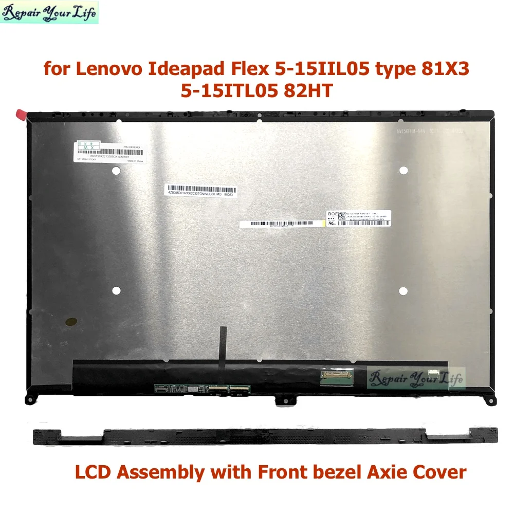 Conjunto Genuíno da Tela do Lcd do Portátil para Lenovo Ideapad Flex 515iil05 tipo 81×3 5-15itl05 82ht com Moldura do Digitador 5d10s39643