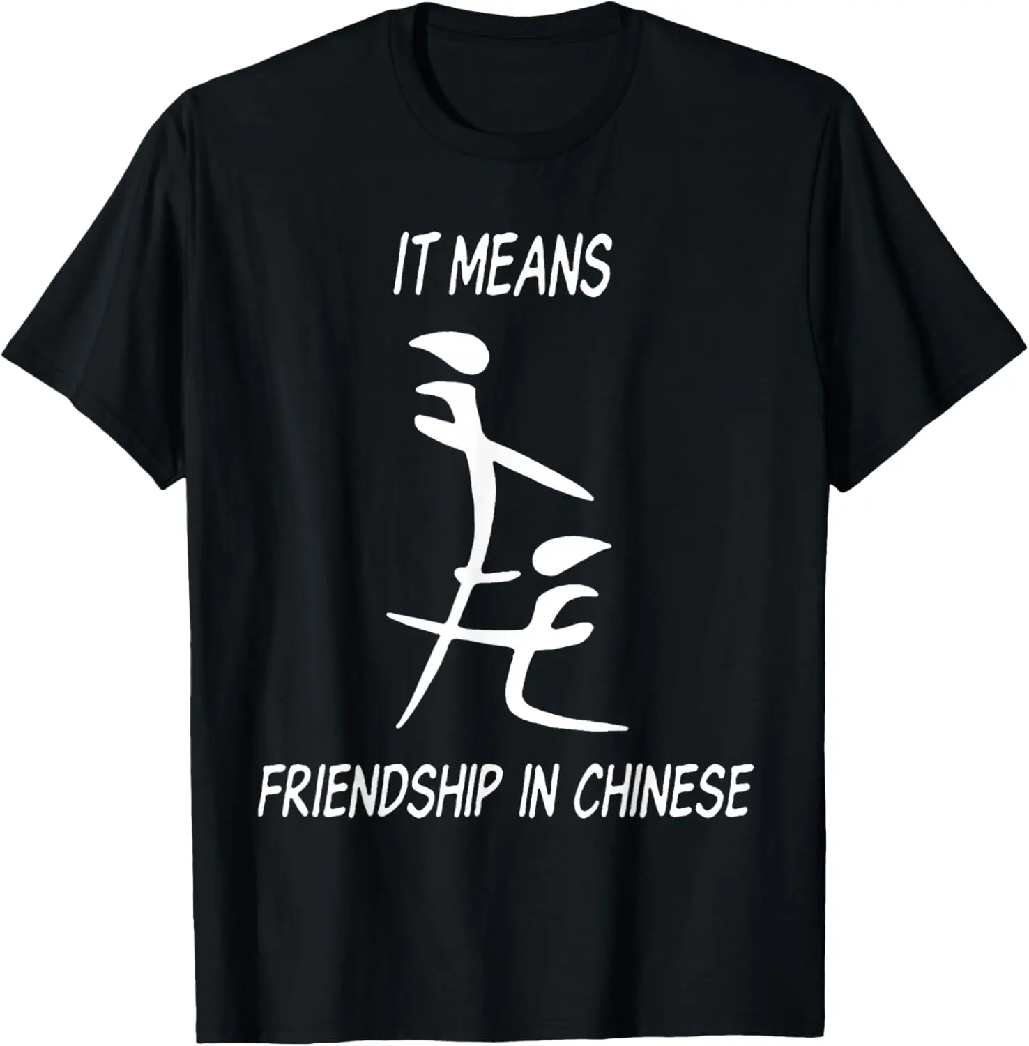 Funny Chinese Character Friendship Graphic Tee Men Breathable Cotton Short Sleeve T-Shirt