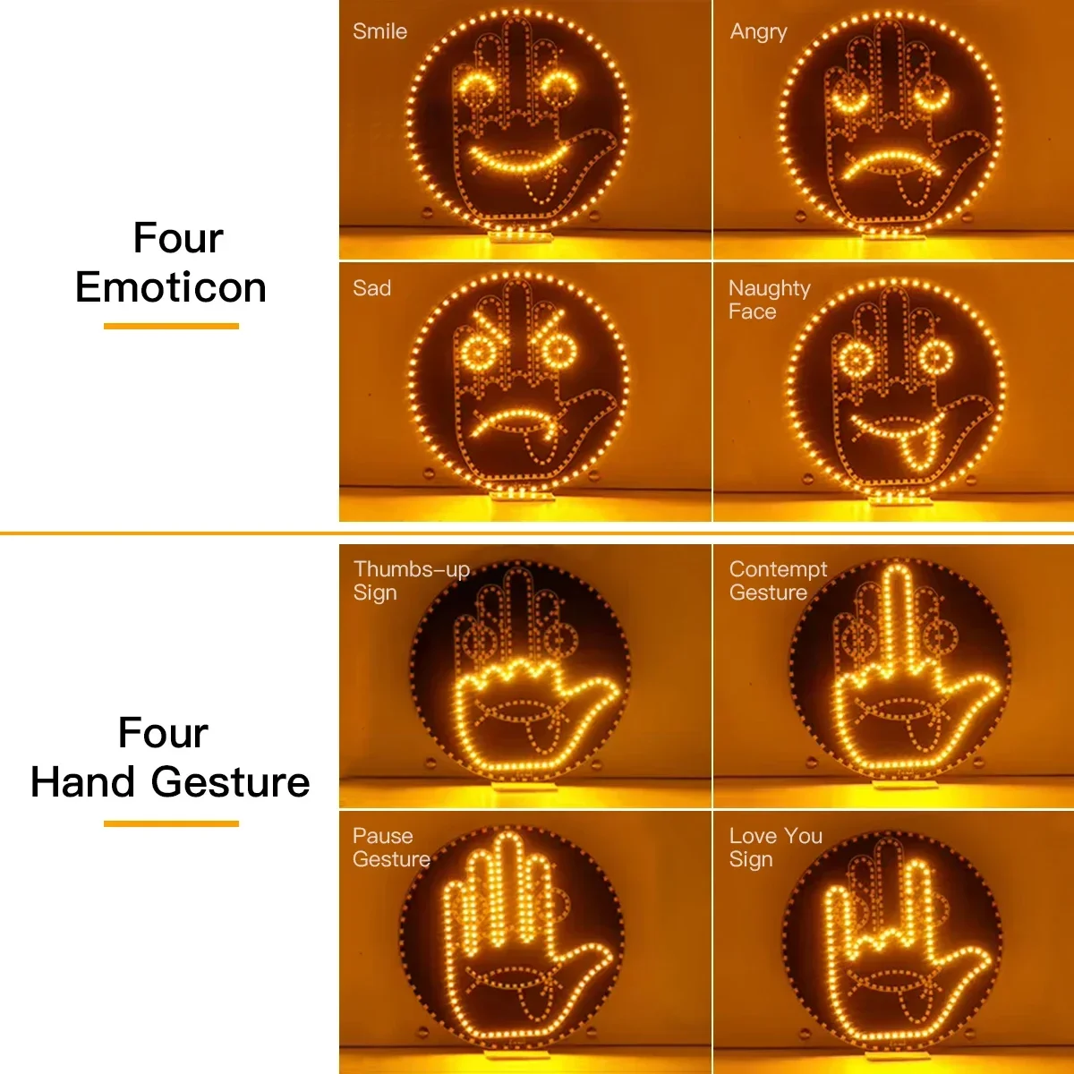 Car Finger Expression Light Led  Gesture Light Remote Control Road Rage Middle Finger Gesture Palm Warning Light