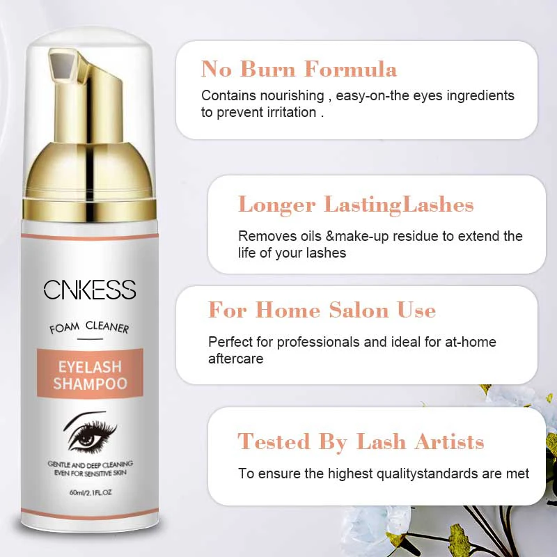 Wholesale Eyelash Extension High Quality 60ml Eyelash Shampoo Gentle Cleansing Mosse Transparent Gentle Eyalsh Foam Cleanser