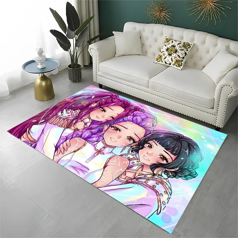 KPop D-Demon H-Hunters S-Saja Cartoon Non-Slip Area Rug for Living Room Bedroom Playroom,Carpet Floor Mat for Home Decor Holiday