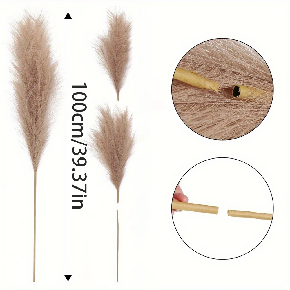 39 Inch Large Pampas Grass Artificial Flowers Fake Reed Branch for Vase Filler Wedding Centerpieces Boho Home Room Decorations view 3