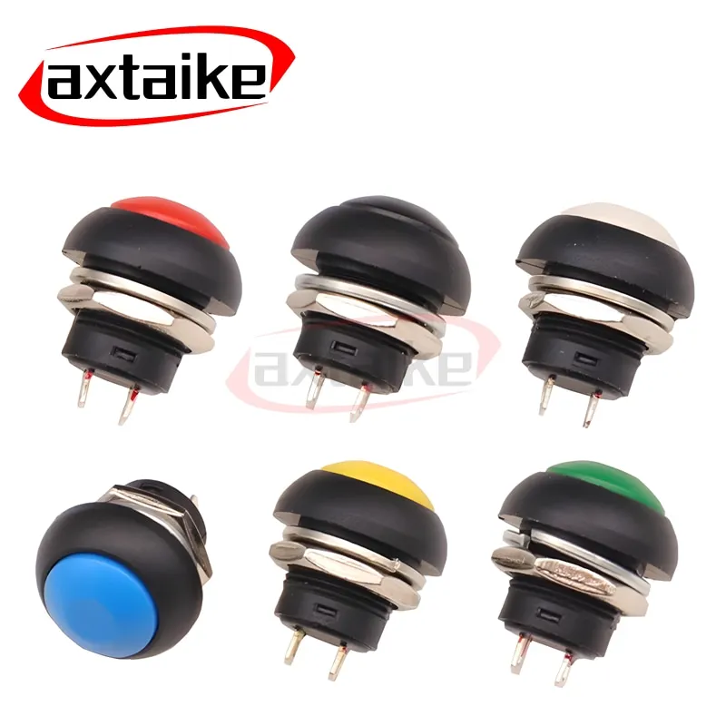

10PCS 12mm PBS-33B DIY Mini Momentary Waterproof Push Button Switch Horn Blue White Green Red Yellow Black 1A 250V Self-reset