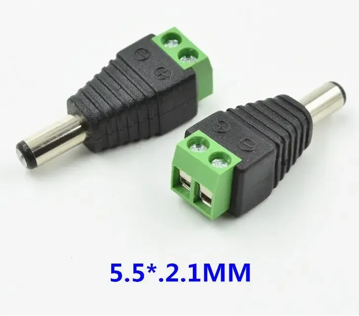 100pcs/lot 5.5 x 2.1mm DC Power Male Jack Connector Plug DC Male Adapter Plug Connector for CCTV Camera