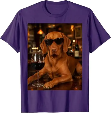Vizsla trinkt Wein Sonnenbrille Lustiges Hunde-Meme T-Shirt Y2k Bar-Kunst Vizsla trinkt Wein Hund Grafik Ästhetische Kleidung Grafik – Detail 19