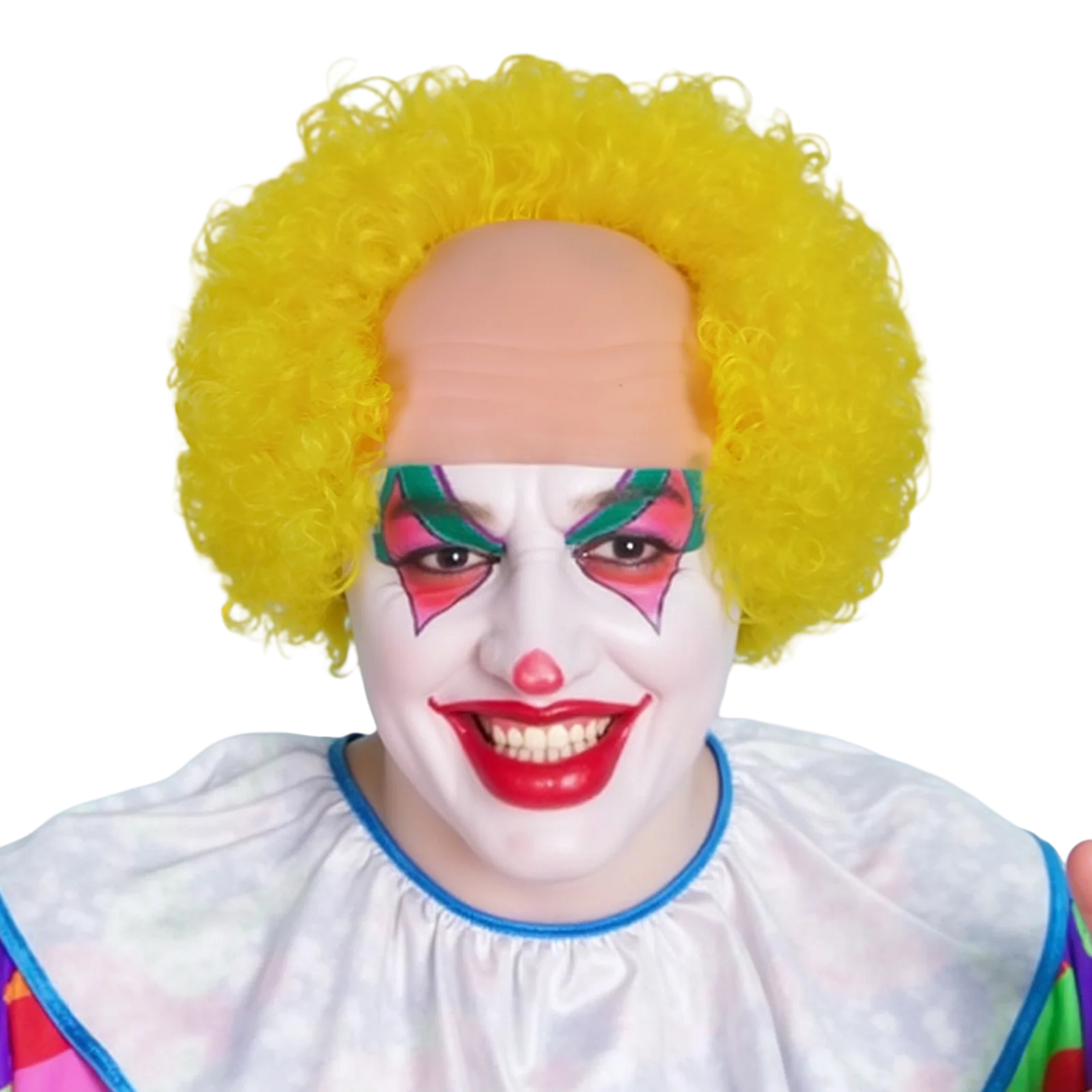 Peruka Afro Klauna Bez Włosów Unisex Horror, Oddychająca Peruka z Włókna Syntetycznego Bez Kaptura na Halloween i Cosplay