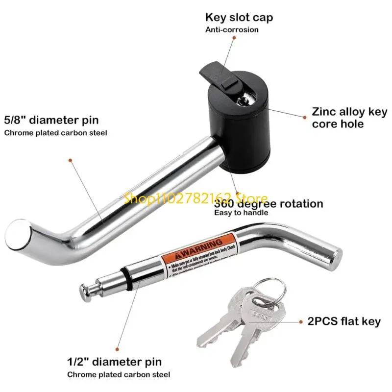 547B Universal 5/8 And 1/2 Inch Trailer Coupler Receiver Lock Suitable For Trucks Trailers Motorhome And Campers Secure Towing