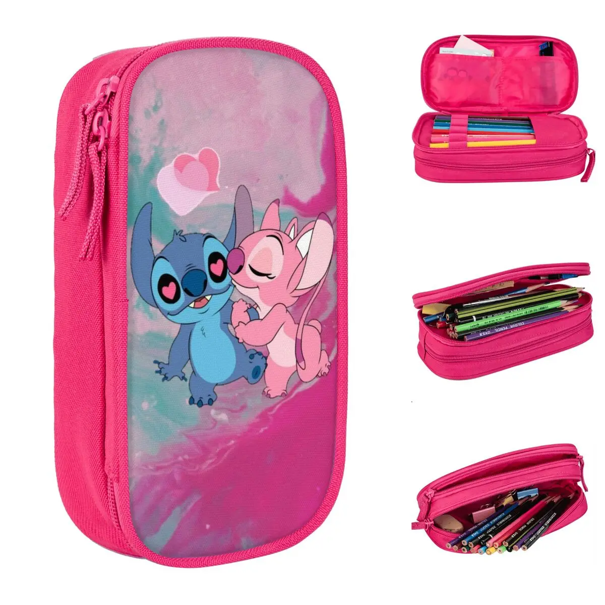 Stitch And Angel Pencil Case Fun Pen Holder Bags Girls Boys Big Capacity studenti School Gifts Pencil Pouch