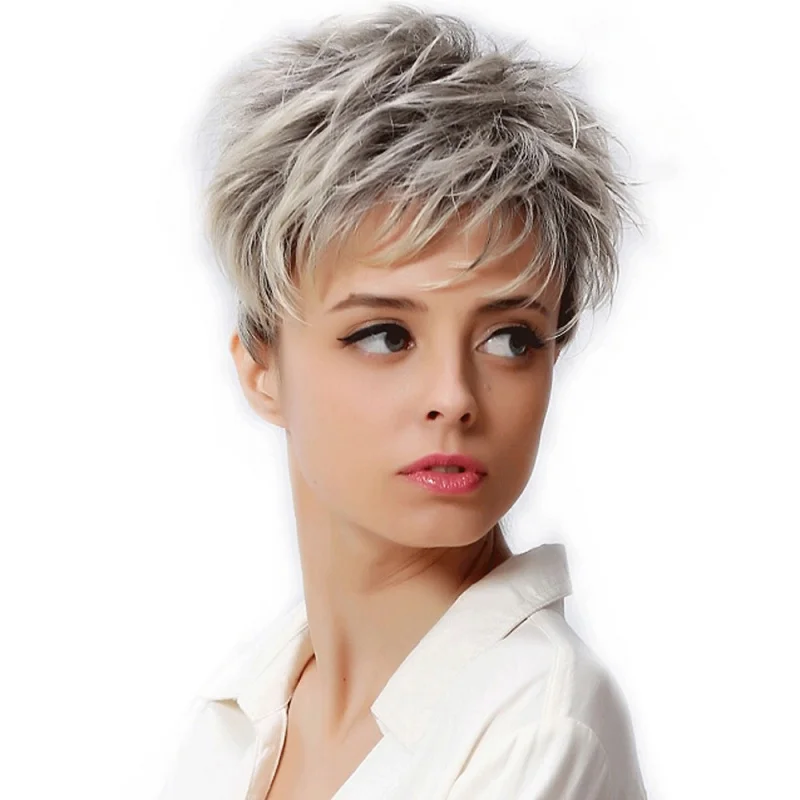 

European and American women's , fashionable fluffy short synthetic fiber wigs