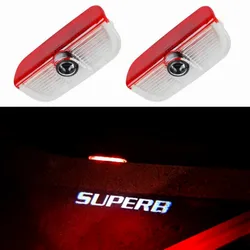 2PCS LED Car Door Logo Light Projector For Superb 2 MK2 Superb 3 MK3 Emblem Shadow Ghost Entrance Step Projector Courtesy Lights