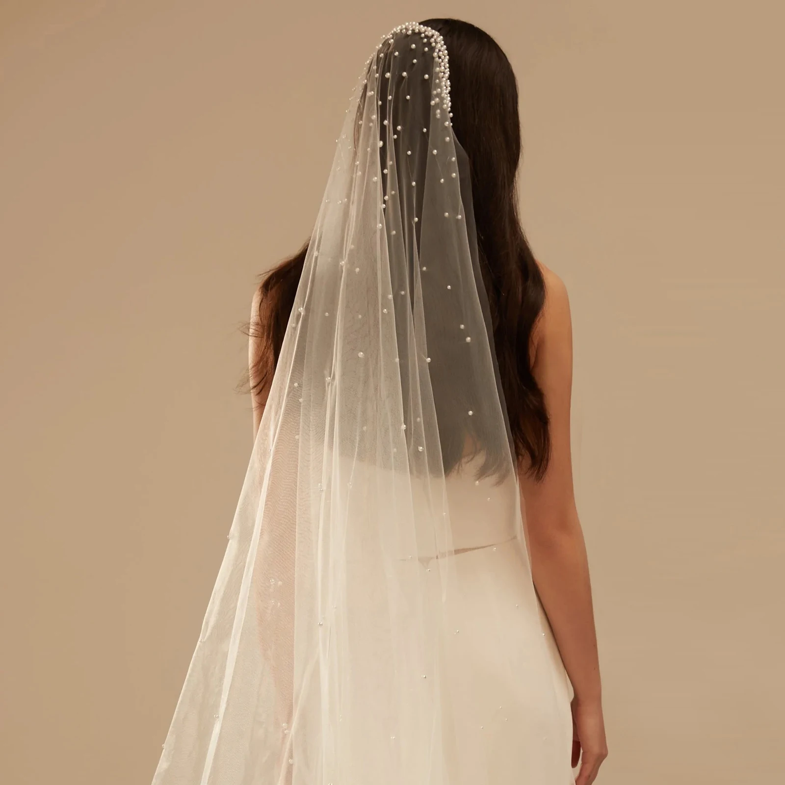

Фата в соборном стиле с жемчужным дизайном, однослойная свадебная фата белого цвета слоновой кости, 1 м, 2 м, 3 м, свадебный аксессуар с металлической расческой G172