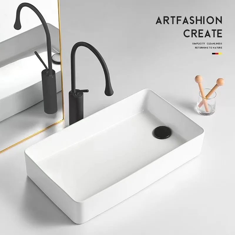 

Ceramic Side Launching Table Basin Partial Mouth Wash Basin for Bathroom Machine Side Drainage Compact Sink Mini Thinks Desk
