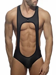 Men's Sexy Nylon Jockstrap Leotard Underwear Wrestling Singlet Bodysuit Breathable Skinny U Convex Suspender Jumpsuits