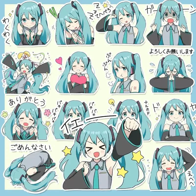 Hatsune Miku Sticker Water Proof Anime Cute Kawaii Cartoon Diy Mobile Phone Account Patch Sweet Girl Speech Speed Y2k Style New