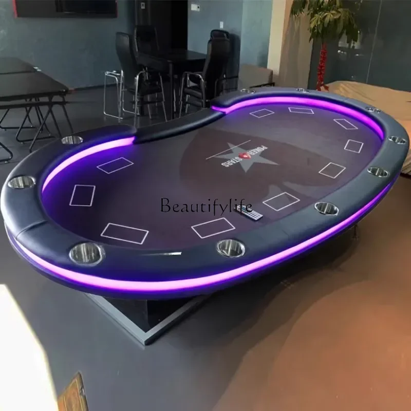 

New Texas Hold'em table with remote control color-changing chip table competition table variety of professional