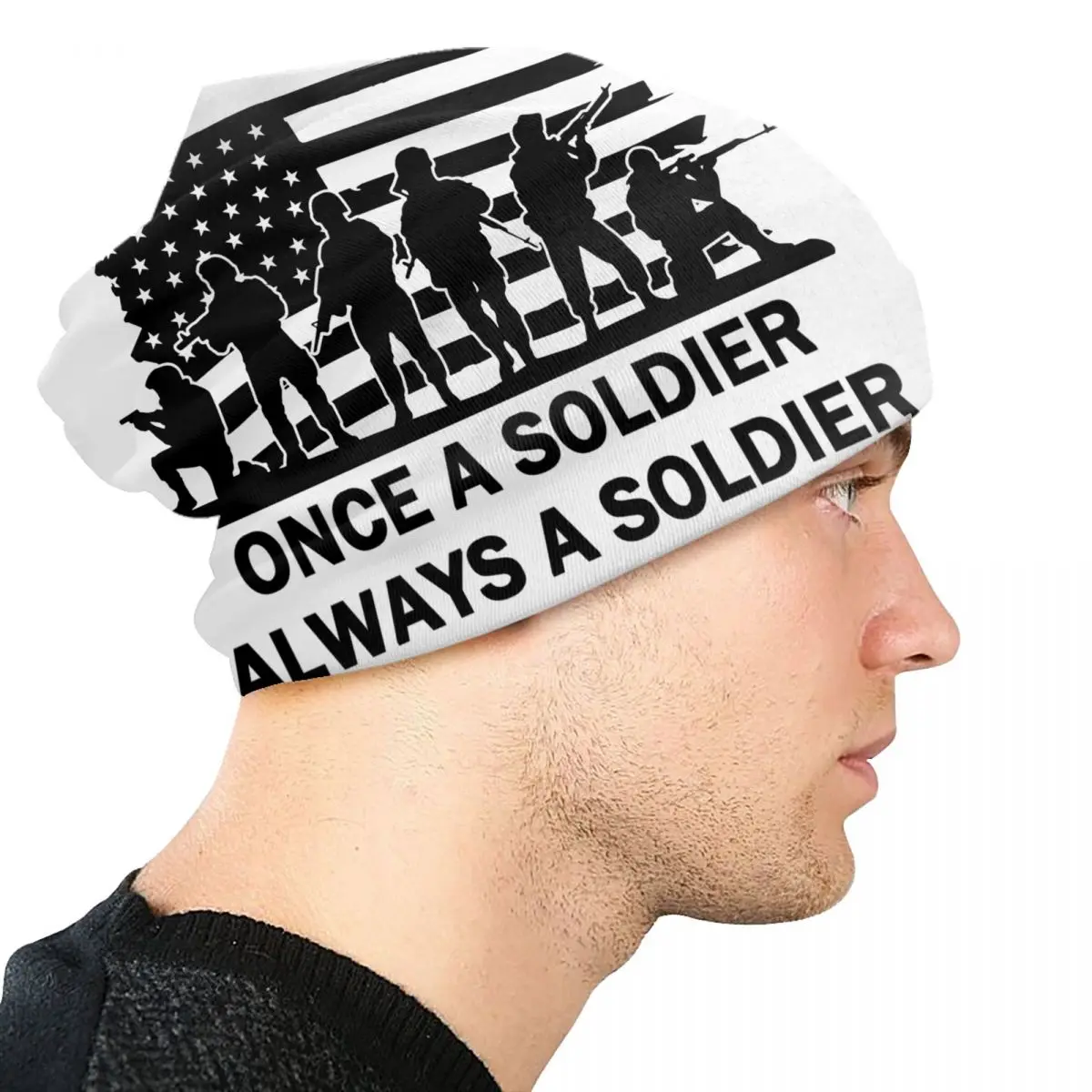 Изготовленные на заказ шапки Once A Soldier Always A Soldier Skullies для мужчин и женщин, трендовые зимние теплые вязаные шапки для взрослых, шапки с капюшоном