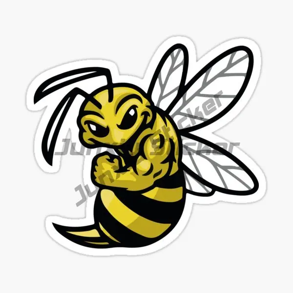 Cartoon Bee Angry Strong Bee Car Sticker Bee Reject  Despise Gesture Motorcycle Car Helmet Car Window Body Stickers Accessories