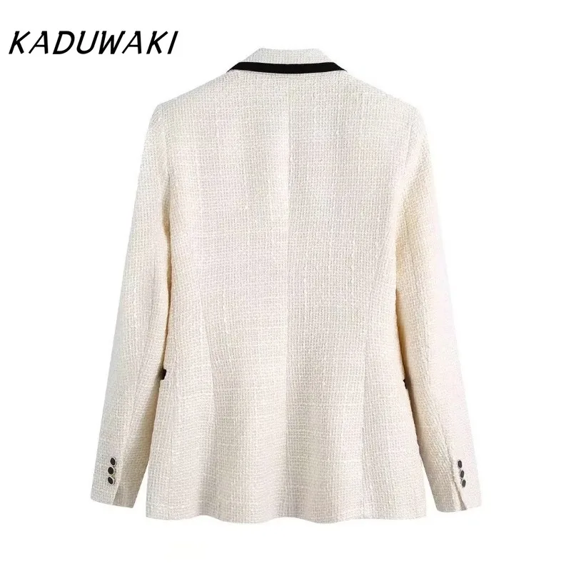 KADUWAKI wiosna moda damska jednokolorowe grube tekstylia Vintage tekstura proste na co dzień gorąco sprzedające się środki Top Chaqueta De Mujer