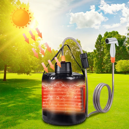 Imagen 2 del producto Ducha portátil para acampar con bolsa de calefacción Solar de 20L, bomba eléctrica recargable para regar flores, senderismo, playa, lavado de perros