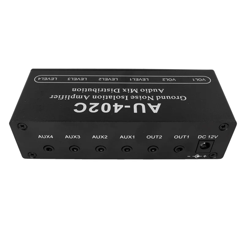 AU-402C Audio Mixed Distributor Signal Selector Switcher 4 Input 2 Output RCA Tone Volume Controls Headphones Amplifier