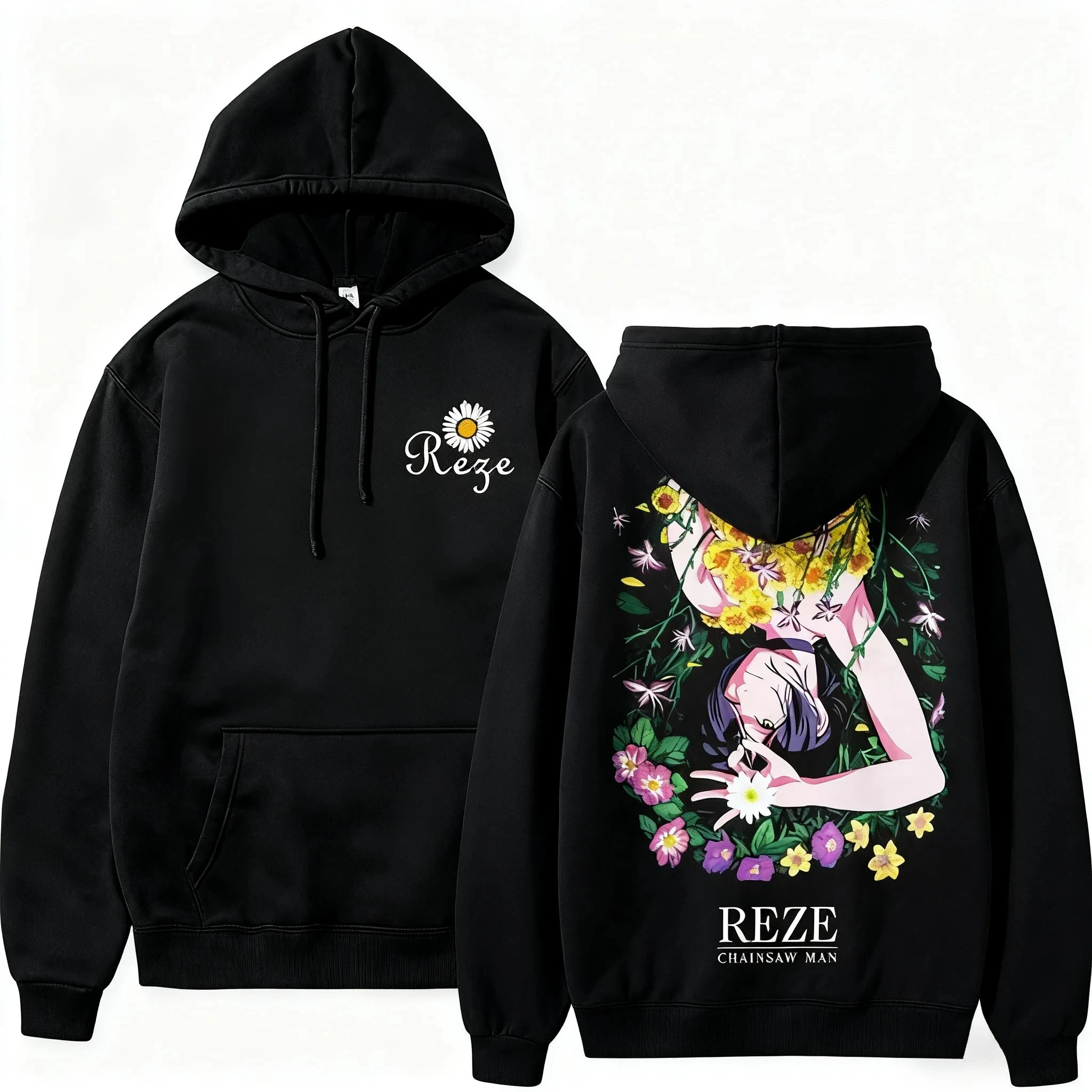 اليابان أنيمي الأجهزة الطرفية هوديس بالمنشار رجل الفيلم Reze قوس مطبوعة البلوز الرجال النساء المتضخم Harajuku طويلة الأكمام هودي #1