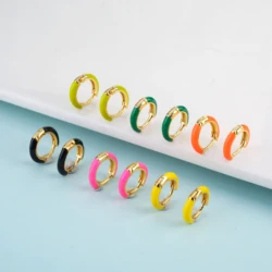 Handmade Oil Dropping High Quality Enamel 18K Gold Plated Round Ear Buckle For Women's Luxury And Creative Style Jewelry