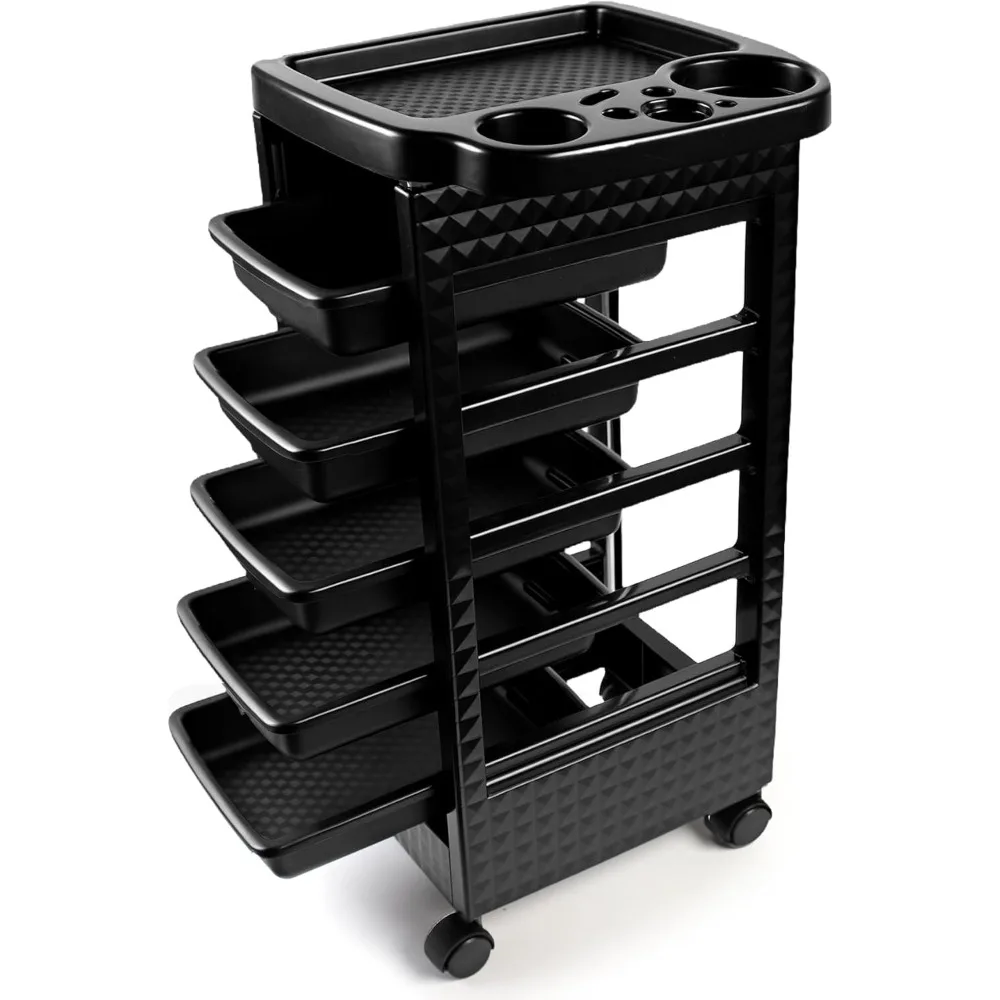 

Hair Styling Salon Trolley Cart with Wheels and 5 Drawers,Salon Rolling Cart for Hair Stylist, Beauty Salon Equipment,Tattoo
