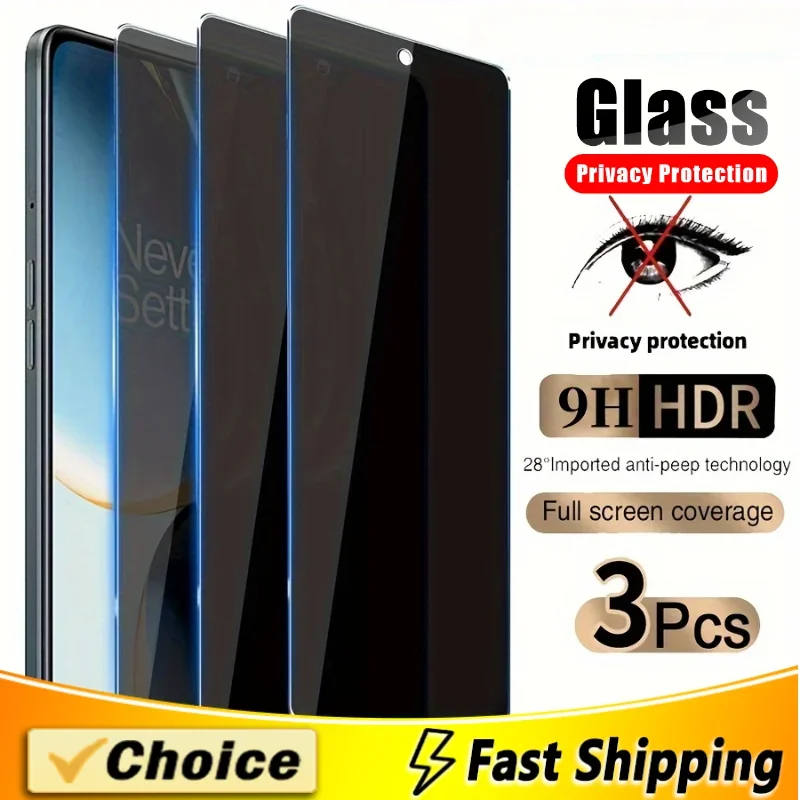 3Pcs Tempered Glass Privacy Screen For Xiaomi Redmi Note 10T Max 11(5G) 11s (4G) 11E Pro Plus 11R 12 Anti-Spy Full Coverage Film