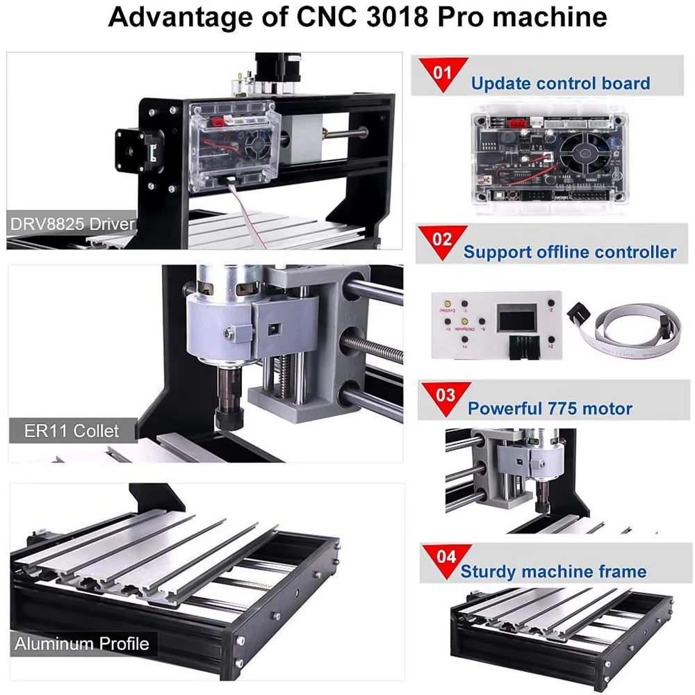 Milling Machine for Wood Metal Engraving Machinery 3018 Pro Wood Router Engraving & Cutting Machine Pcb view 4