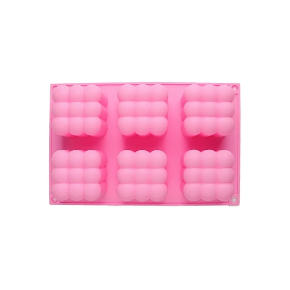 6 Cavity Silicone Candle Mold Large Bubble Ball Reusable DIY Mousse Cake Mold 3D Cube Shape Non-Stick Baking Molds Soap Making