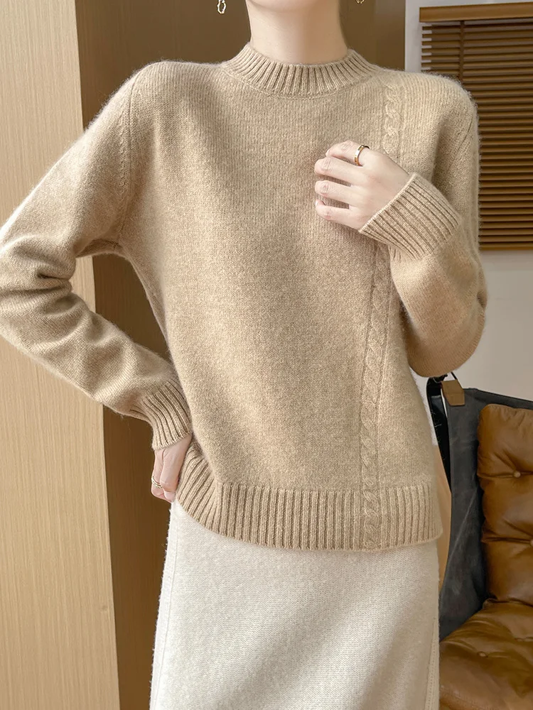 

100% Australian CottonWool Women Sweater Long Sleeve Basic Jumper Clothing Knitwear Tops