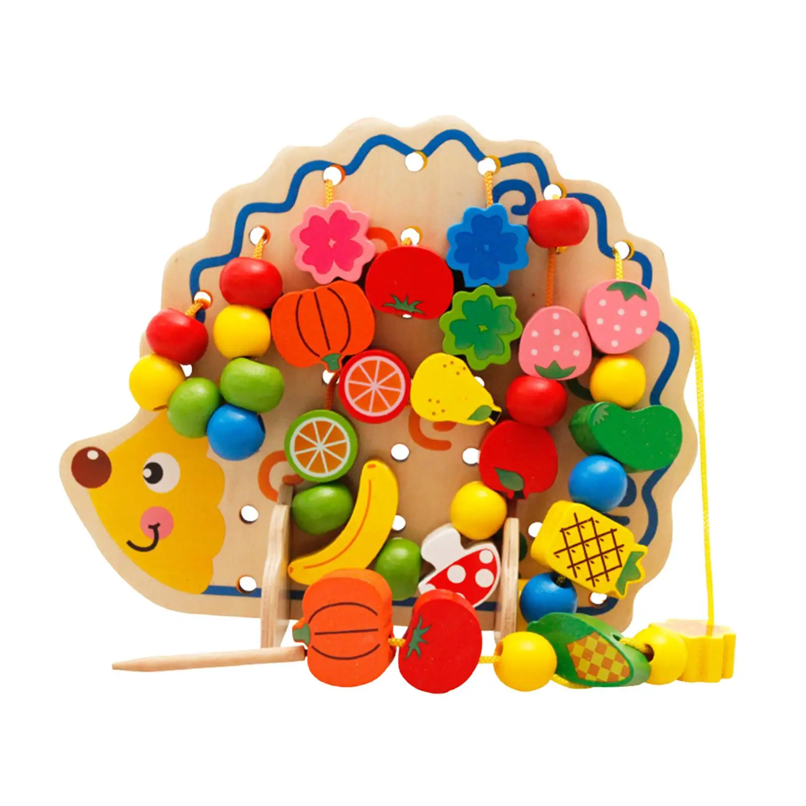 Wooden Stringing Beads Building Blocks Preschool Montessori Wooden Threading Toys for Children Preschool 2 3 4 Age Kids Gifts