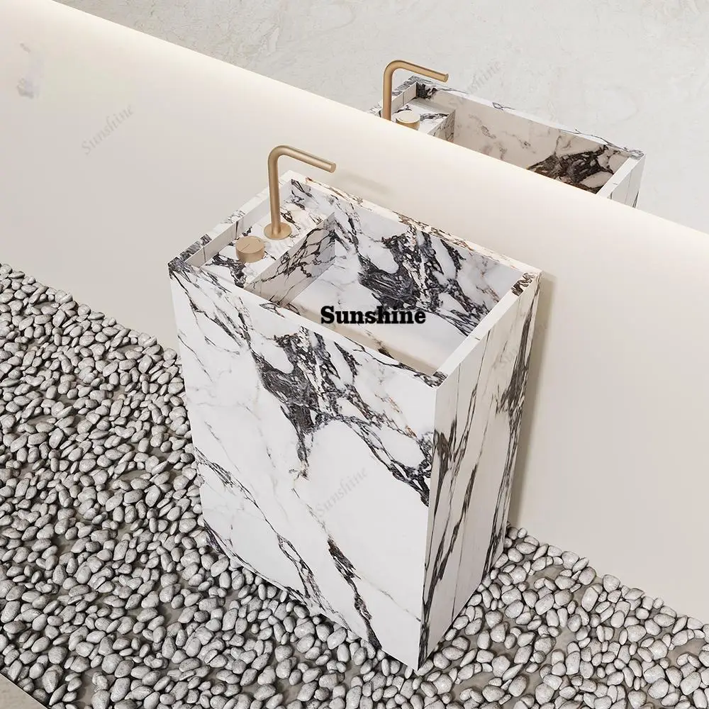 

French Vintage kalala White Pedestal Basin for Outdoor, Balcony, Villa & Resort Bathroom Sink - Freestanding Ceramic Washbasin