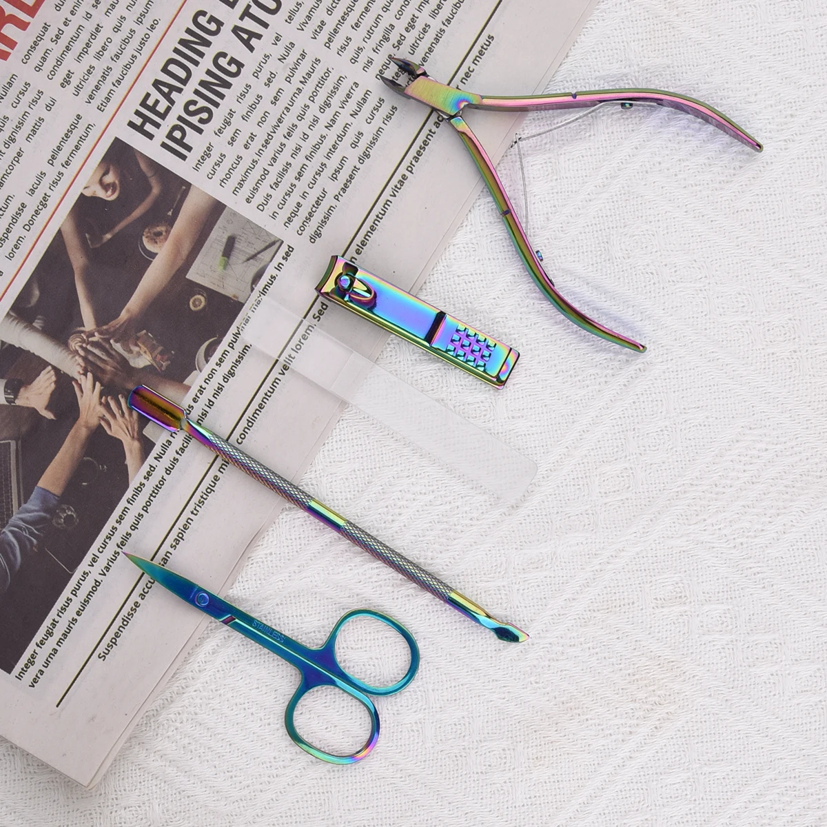 

Manicure Tools 5-piece Suit Colorful Titanium Dead Skin Scissors Nail Clippers Dead Skin Push Foot File Manicure Care Tools