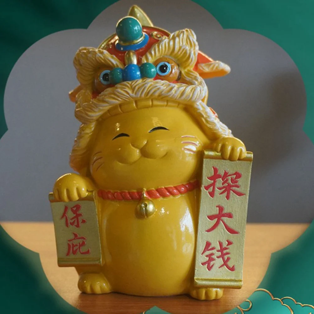 Small Xingshi Zhaocai Cat Home Decor Resin Crafts Opening Moving Gift Office Desktop Creative Decoration Figurines Statues Decor