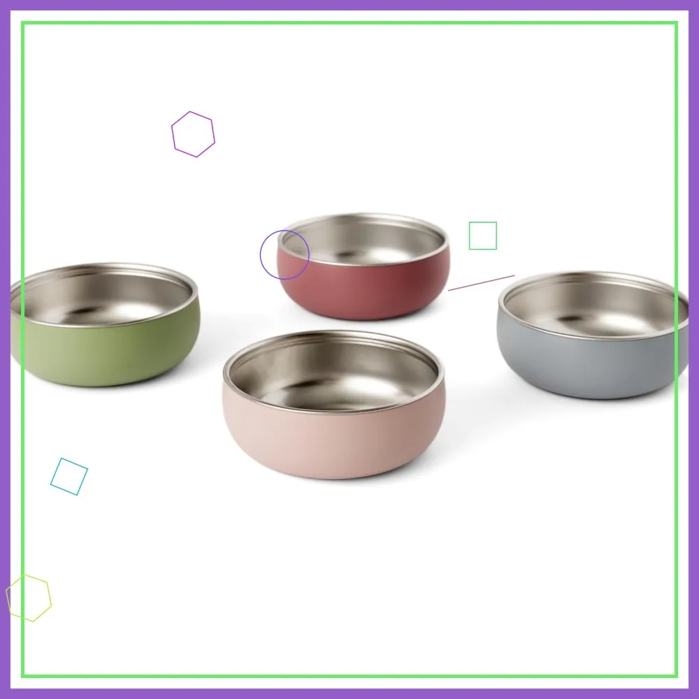 

Нетоксичные детские миски из нержавеющей стали с нескользящим силиконовым покрытием, набор из 4 штук, небьющиеся и без BPA, для кормления без беспорядка
