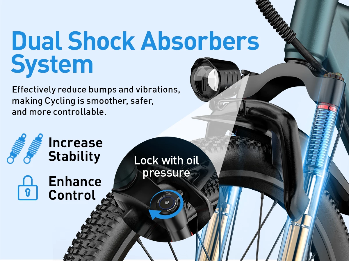 Aairsk GT300 E-Bike Leistungsstarker Motor 36V10AH Batterie 24 Zoll Reifen Elektrofahrrad für Stadtfahrten E-Fahrrad (Geschenkset) – Detail 5