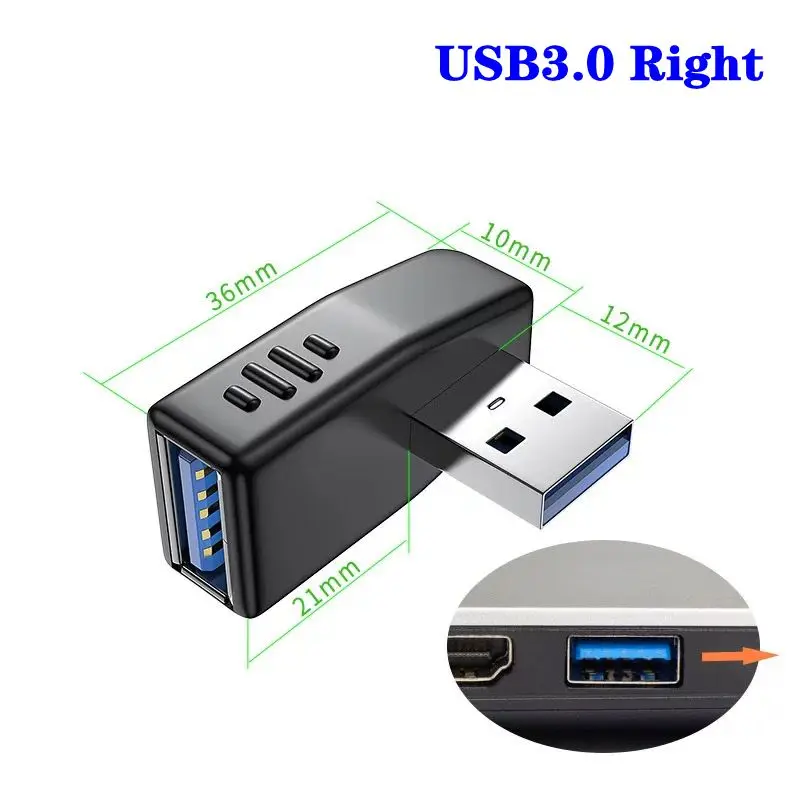 USB 3.0 ذكر إلى أنثى محول تمديد الكوع عالي السرعة 90 درجة، الكمبيوتر، الهاتف المحمول، محرك فلاش USB، محول OTG