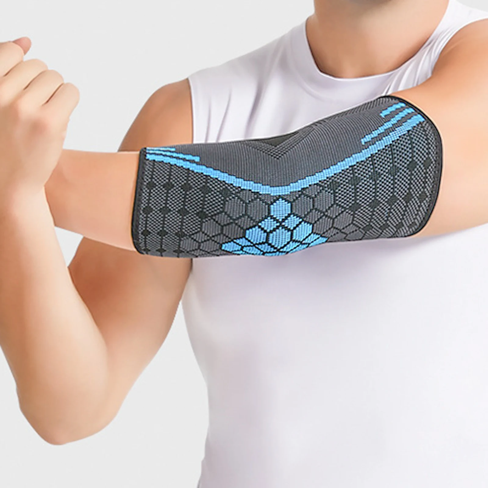 Nylon Knit Compression Elbow Sleeve Support Breathable Quick Dry Joint Protector for Basketball Badminton Gym Training Unisex