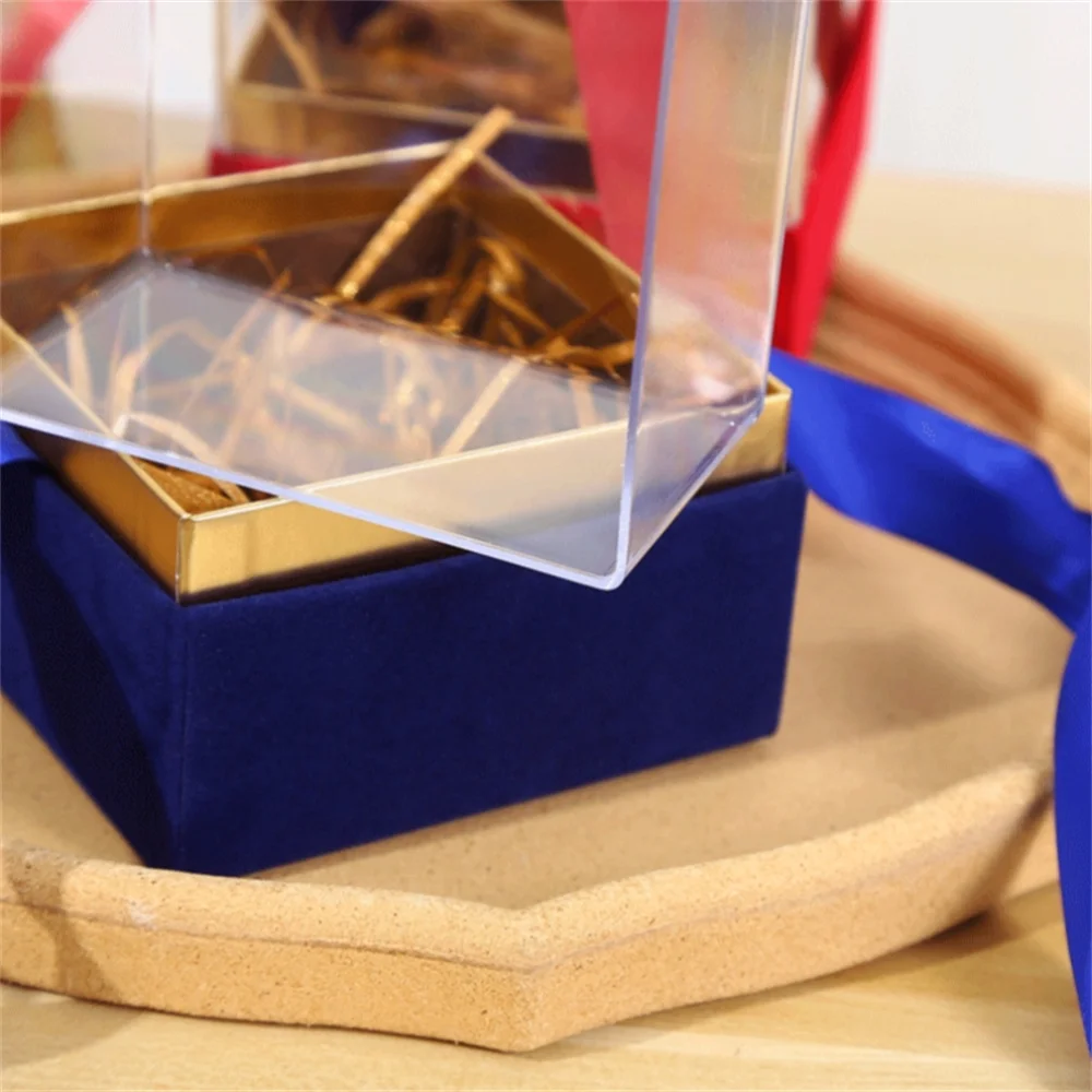 Crystal Bow Gift Box Round Box Transparent Rose Flower Box Fruit Box Hugging Bucket Gift Box Flower Shop Packing Bag