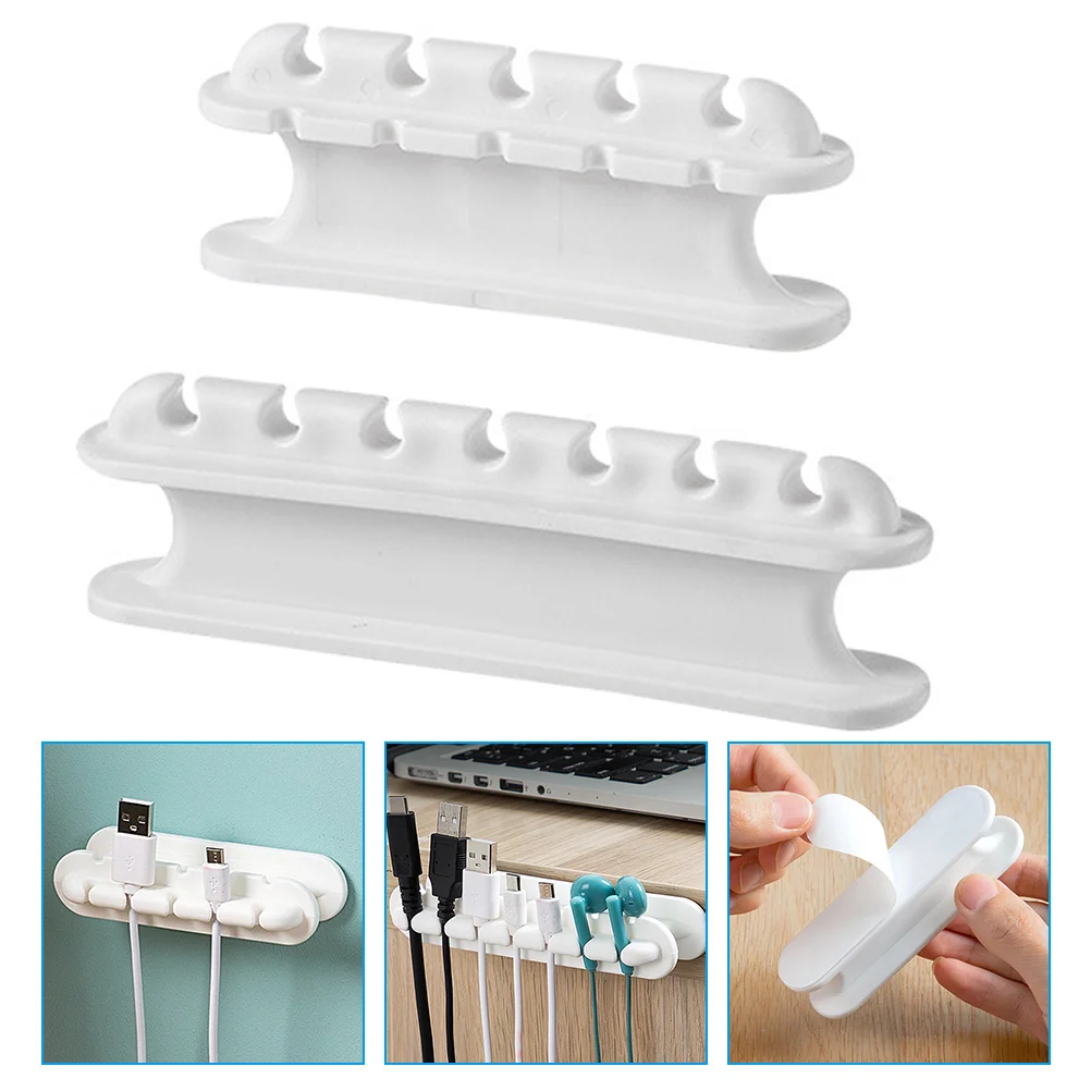 

2pcs Cable Holder Silicone Adhesive Wire Cord Organizer For Usb Computer Cables Self-Stick Management Clips Desks