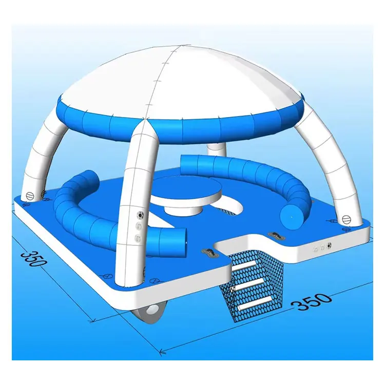 PVC inflatable platform dock water play equipment floating swimming pool drop stitch jetski roll up air dock platform with tent