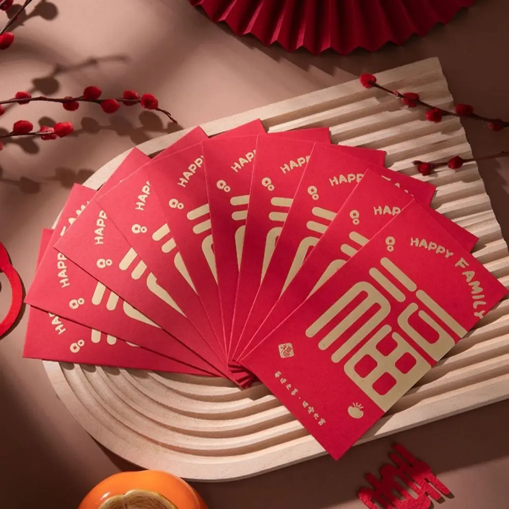 

Creative With Tassel Chinese New Year Red Envelope English Solid Red Packet Thickened Rectangular HongBao 2025