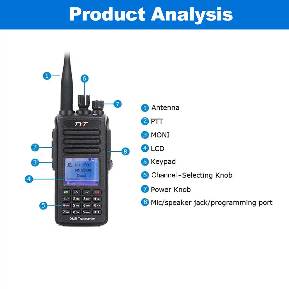 TYT AES256 MD-UV390PLUS 10W IP67 dwuzakresowy DMR Radio VHF/UHF cyfrowe Walkie Talkie dalekiego zasięgu rozmowy z funkcją szyfrowania