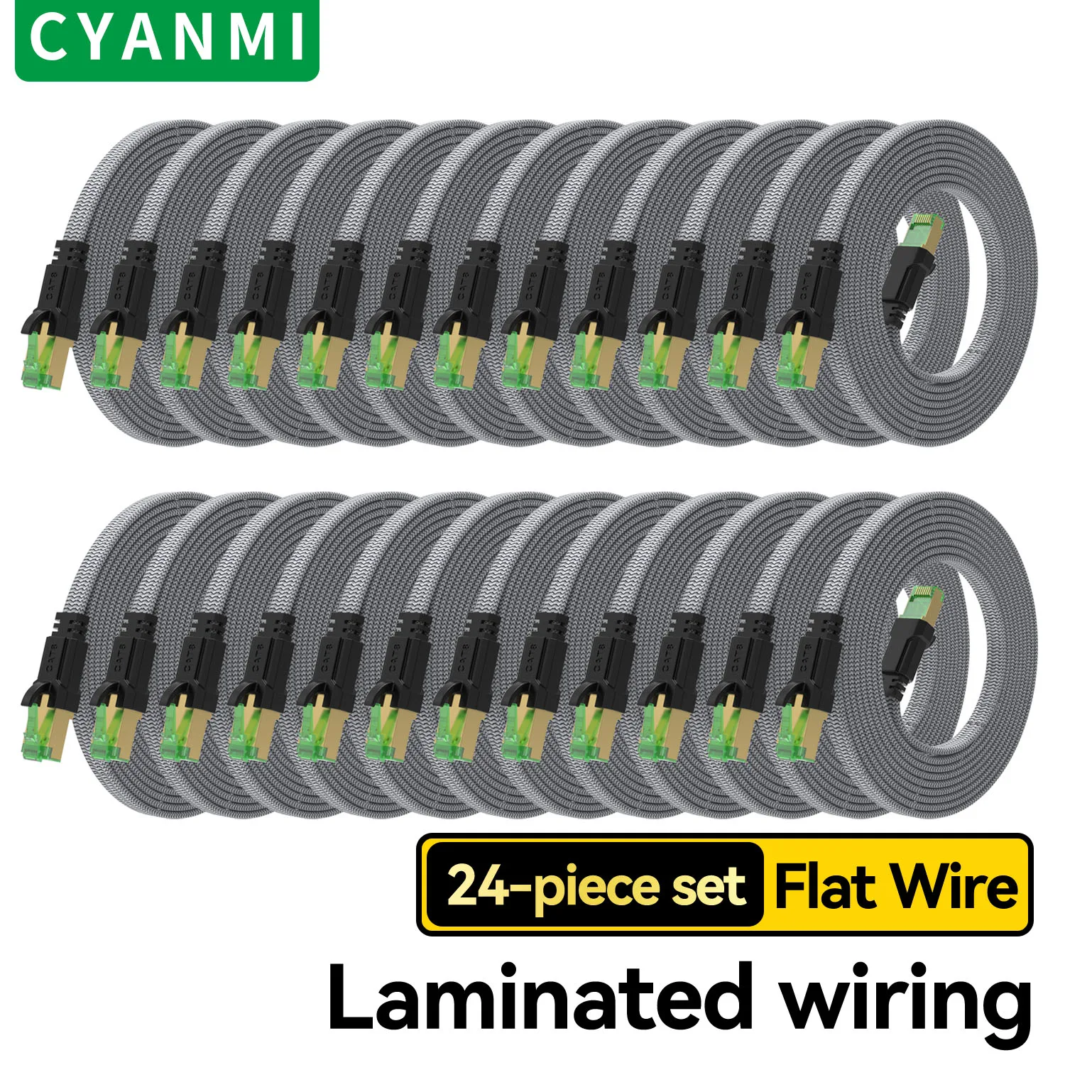 

CYANMI 24PACK 2PACK CAT8 Ethernet-кабель 40 Гбит/с 2000 МГц CAT 8 Сетевой интернет-кабель LAN для ноутбуков PS 5 Маршрутизатор RJ45 Кабель