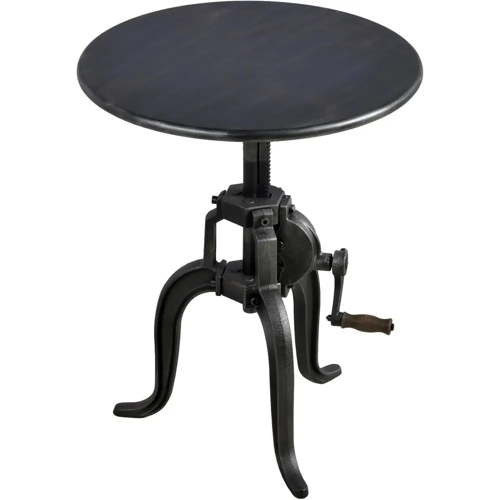

Vintage Industrial Crank Table with Mechanical Inspired Hand - Accent Side Coffee End Table for Home, Café, Bistro, Pub, Bar or