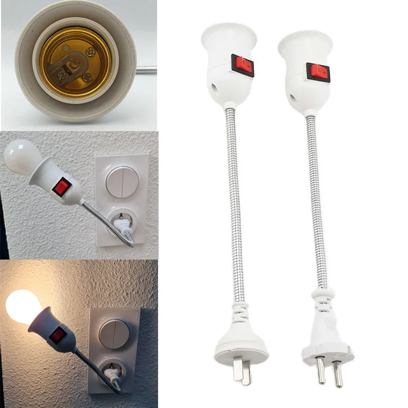 E27 Socket Lamp Bulb Holder Light Socket With Switch EU US Plug Lamp Holder Energy Saving Lampada LED Table Lamp Led Base